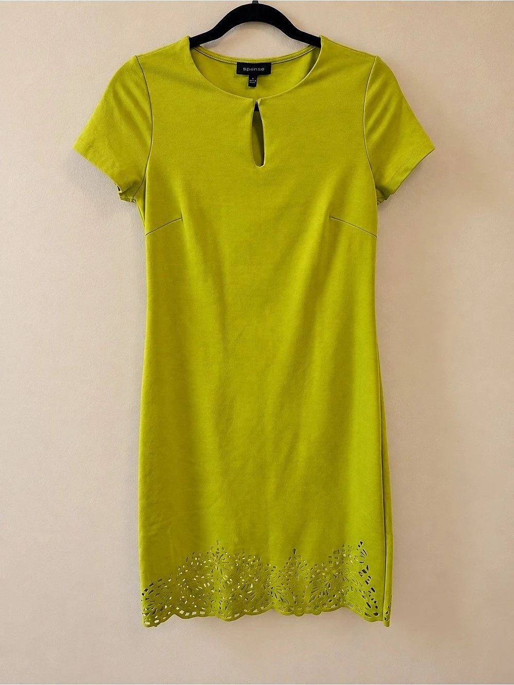 Spense Green Scalloped Hem Mini Dress Like New